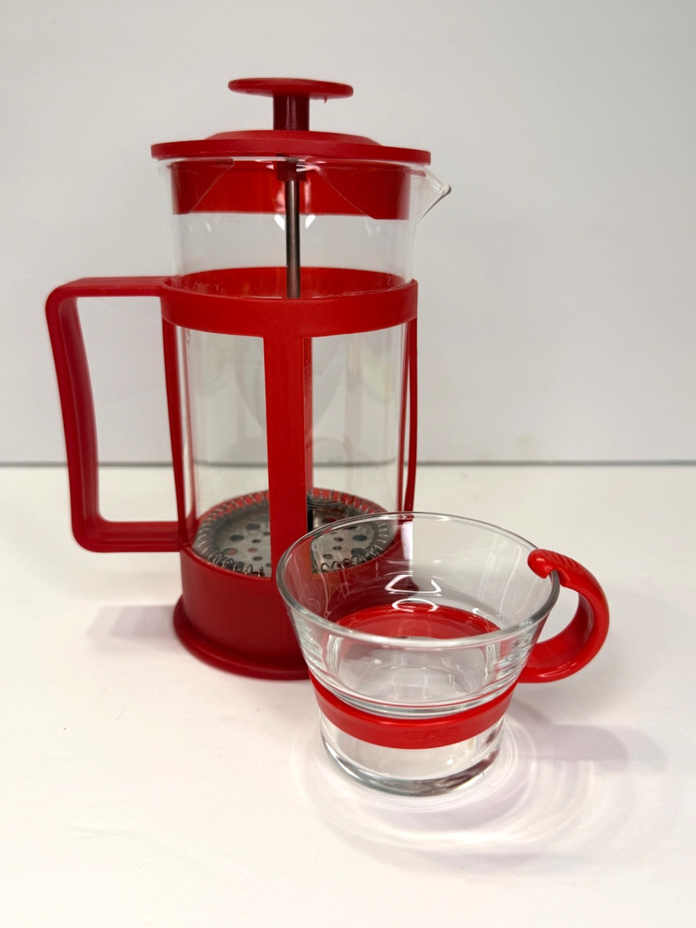 BODUM Mini 12 oz Red French Press + Espresso Cup Set